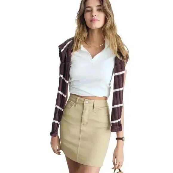 Aeropostale Women's Tan Cotton/Spandex High Rise Mini Skirt NEW - Picture 1 of 13